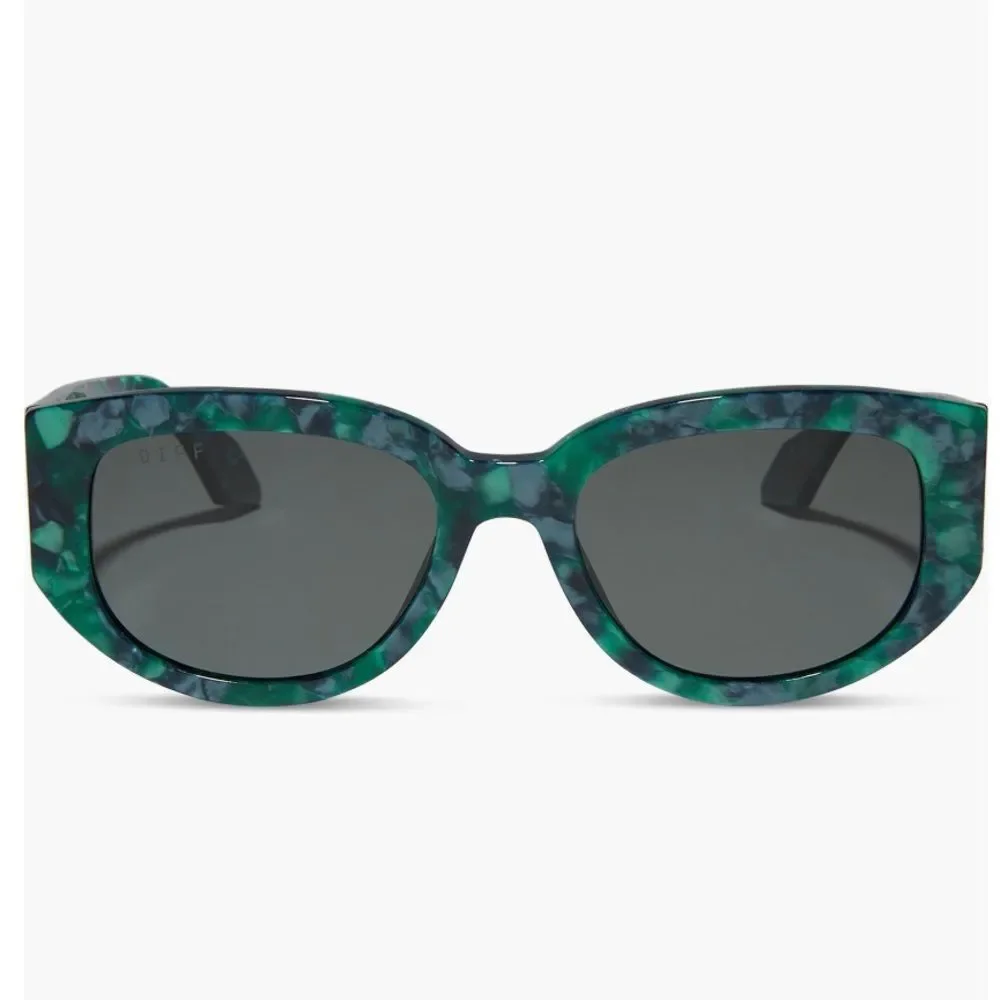 DIFF Drew 54mm Polarized Oval Sunglasses, 100% UV Protection, Green/Black, NWT - Picture 1 of 5